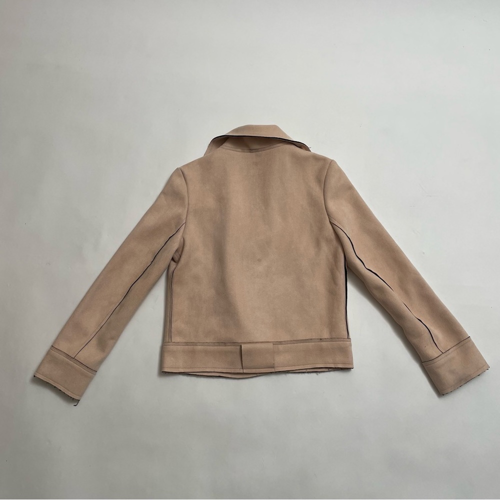 EVIE faux leather moto jacket in blush pink - Picture 9 of 11